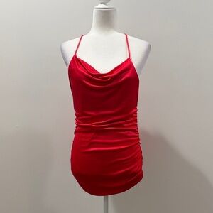 Racy Red Drape Neck Top